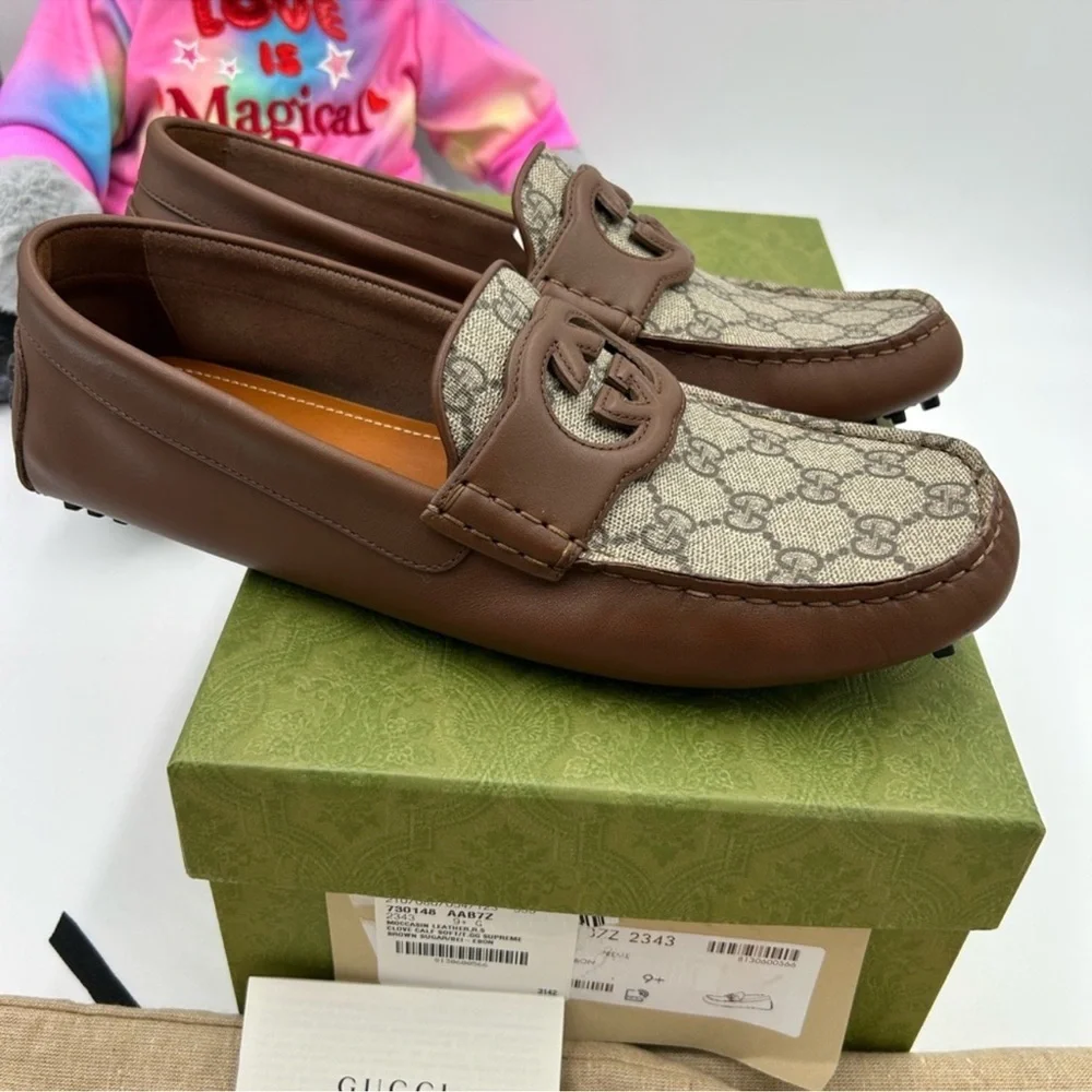 Men’s Gucci Ayrton interlocking G driver loafer size 9.5 made in Italy